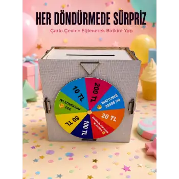 Şans Çarklı Tasarruf KutusuAhşap Para Biriktirme Oyunu