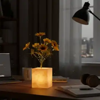 Sarı Saksılı LED Yapay Çiçek