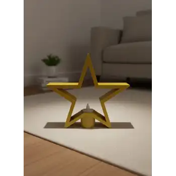 Sarı Yıldız Mumluk Modern Salon ve Raf Dekoru