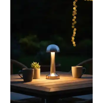 Şarjlı Kablosuz Mantar Masa Lambası Dokunmatik 3 Renk LED Modern Tasarım