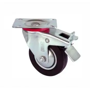 Servis Tekeri - Tablalı Frenli Siyah Döner - Çap 80 Mm