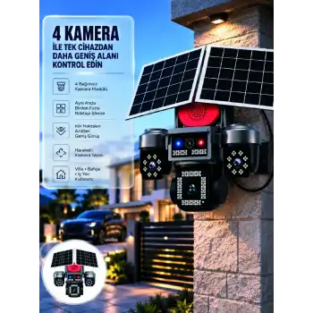SIM Kart Destekli 4 Kameralı Akıllı Dış Mekan Güvenlik Kamerası
