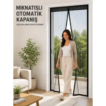 Siyah File Mıknatıslı Kapı Sinekliği Evcil Hayvan Geçişine Uygun Pratik Tasarım
