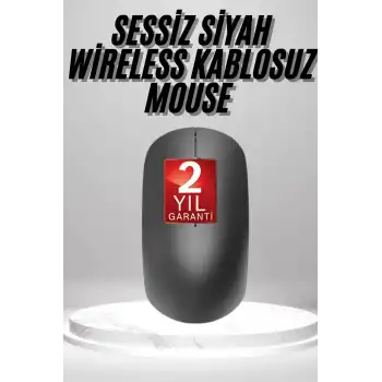 Siyah Kablosuz Mouse Wireless Mouse Minimal Tasarım