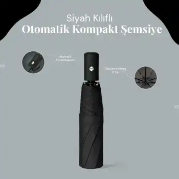 Siyah Kılıflı Otomatik Kompakt Şemsiye