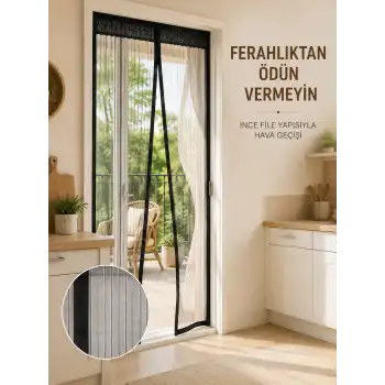 Siyah Mıknatıslı Kapı Sinekliği Sinek ve Böceklere Karşı Koruyucu File