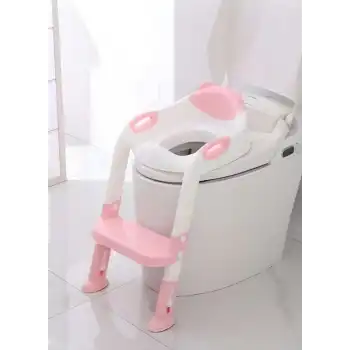 Softy Merdivenli Tuvalet Adaptörü - Çocuğunuz İçin Güvenli ve Konforlu Tuvalet Eğitimi Pembe