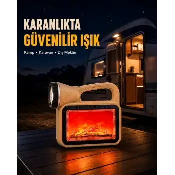 Solar Alev Işığı COB Teknolojili Taşınabilir El Feneri ve Kamp Lambası