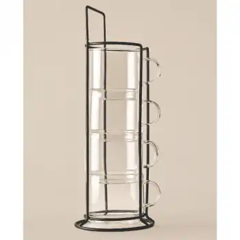 Standlı Borosilikat 4lü Fincan Seti