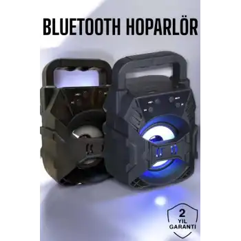 Taşınabilir Bluetooth Hoparlör Led Işıklı Uzun Pil Ömrü