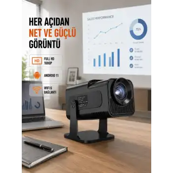 Taşınabilir Full HD Projektör - 1 GB RAM, 8 GB Hafıza Yeni Nesil