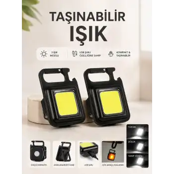 TAŞINABİLİR IŞIK 3 IŞIK MODLU USB ŞARJ ÖZEELİĞİNE SAHİP