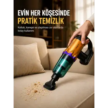 Taşınabilir Kablosuz El Süpürgesi Araç ve Ev Temizliğine Uygun