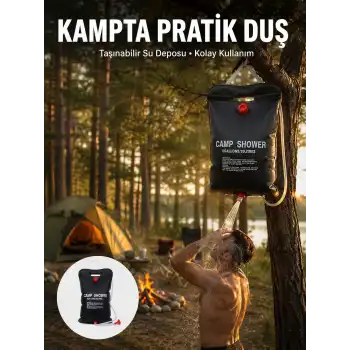 Taşınabilir Kamp Duşu Solar Isıtmalı 20 Litre Su Kapasiteli Hijyen Çözümü Yeni Nesil
