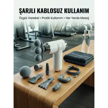 Taşınabilir Şarjlı Kas Masaj Tabancası Derin Doku Masajı İçin 8 Başlıklı Profesyonel Cihaz