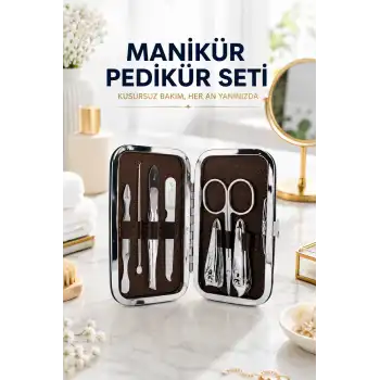 Tırnak Temizliği, Tırnak Batığı ve Düzenli Bakım İçin 7 Parça Çelik Set