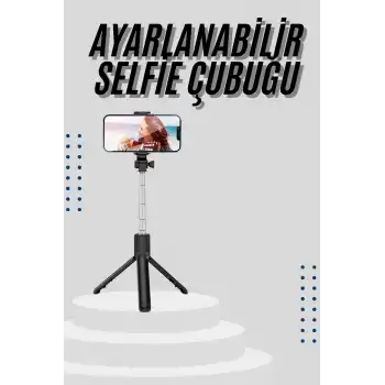 Tripod Selfie Çubuğu Bluetooth Kumandalı Kablosuz Led Işıklı