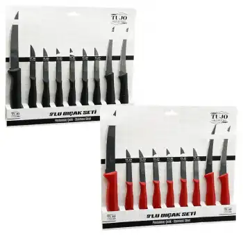 Tujo Knives-6699 9 Parça Tırtırlı Bıçak Seti