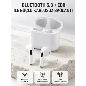TWS Kablosuz Bluetooth Kulaklık 3 Saat Müzik 4 Saat Konuşma Şarj Kutulu