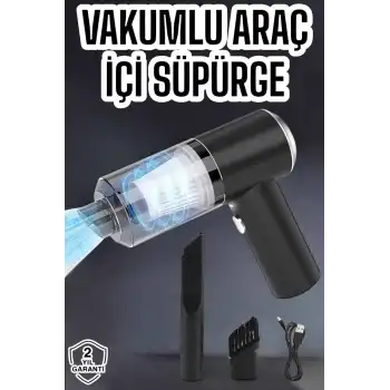 Üflemeli Güçlü Vakumlu Ev Ofis Araç Süpürgesi El Süpürgesi Şarjlı