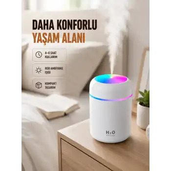USB Girişli Taşınabilir Mini Nemlendirici 300ml Su Hazneli