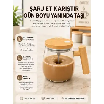 USB Şarjlı Akıllı Karıştırıcı Kupa  IP6 Su Sızdırmaz Yeni Nesil