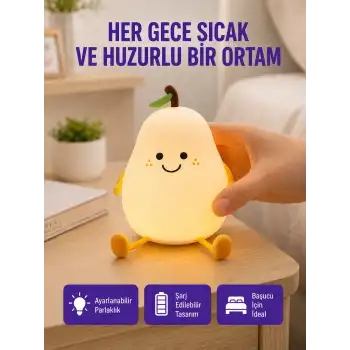 USB Şarjlı Armut Gece Lambası Dokunmatik Renk Değişimli