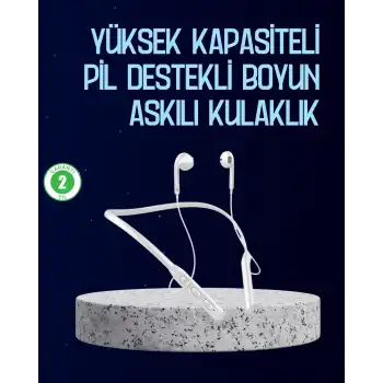 USB Şarjlı Uzun Ömürlü Boyun Askılı Bluetooth Kulaklık