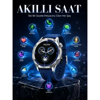 AMOLED Ekranlı Bluetooth Akıllı Saat 3 Kordonlu Uzun Pil Ömürlü