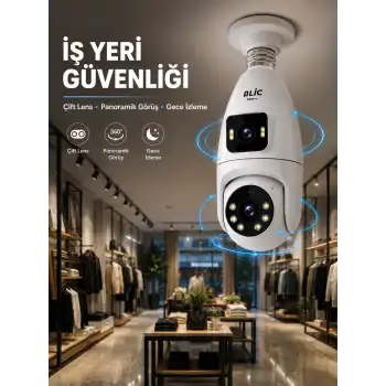 Wi-Fi Çift Lens Ampul Kamera  Akıllı Ev Güvenliği