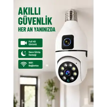 WiFi Ampul Güvenlik Kamerası 1080P Full HD Gece Görüşlü ve Hareket Algılamalı