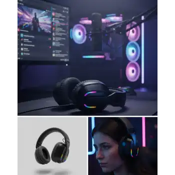 Wireless  Kulaklığı RGB Işıklı Uzun Bataryalı Mikrofonlu Headset
