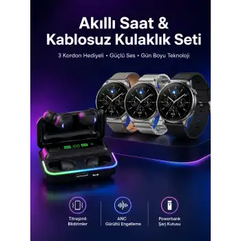 Yeni Nesil Akıllı Saat Ve Bluetooth Kulaklık Titreşim Bildirimleri Uyku Takibi