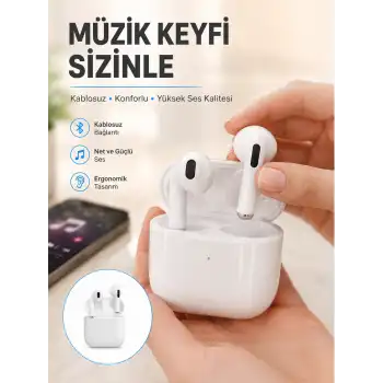 Yeni Nesil Bluetooth Kulaklık Beyaz Çağrı Cevaplayabilen Kablosuz Yeni Nesil