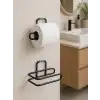 2 Adet Yapışkanlı WC Kağıtlık Siyah Metal Pratik Duvar Tipi Rulo Tutucu
