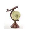25x15 cm Pirinç Uçak Tasarımlı Dünya Küre