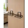 2’li Yapışkanlı Tuvalet Kağıdı Tutucu Siyah Metal Duvar Tipi Rulo Kağıtlık