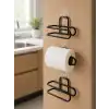 3 Adet Siyah Rulo Kağıt Tutucu Yapışkanlı Duvar Tipi Pratik Kağıtlık Seti