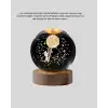 3D Astronot Kristal Küre Gece Lambası USB Ahşap Standlı Dekoratif Işık