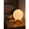 3D Ay Gece Lambası Ahşap Standlı Dekoratif LED Masa Lambası