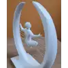 3D Zen Heykeli Ay Formlu Meditasyon Yapan İnsan Figürü Dekor