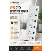 5’li Akım Korumalı Çoklu Priz 2 Metre Kablolu 3680w 16a 5 Anahtarlı 2usb-a 2 Usb-c Pd 20w Hızlı Ftr-28