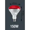 150W Kızılötesi (infrared) Isıtıcılı Hayvan Isıtma ve Kuluçka Lambası (Kırmızı Işık) E27 (Kalın Duy)