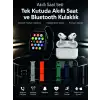 7 Kordonlu Akıllı Saat ve Bluetooth Kulaklık Seti Nabız Takibi, Bildirimler ve Spor Modları
