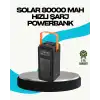 80000 mAh Güneş Enerjili Powerbank 4 Kablolu Type C Lightning Micro USB