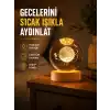 Ahşap Standlı Sarı Işıklı Dekoratif Küre Kız Figürü Tasarım