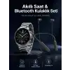 Alarm ve Titreşim Özellikli Akıllı Saat ve Mikrofonlu Kablolu Bluetooth Kulaklık 60 Saat
