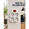 Anahtarlı 4’lü Priz Adaptörü Direkt Prize Takılan Kompakt Priz Çoklayıcı