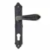 Antika Tarz Dekoratif Pirinç Çiçekli Yale Kapı Kolu - 240x40 Mm, Oksit