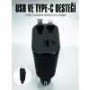 Araç Çakmaklık Şarj Cihazı 120W Type-C & Lightning Kablolu Çoklu Hızlı Şarj İstasyonu